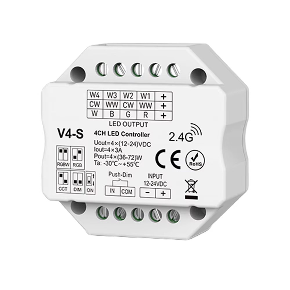 LED CONTROLLER 4CH RGBW PUSH + WIRELESS